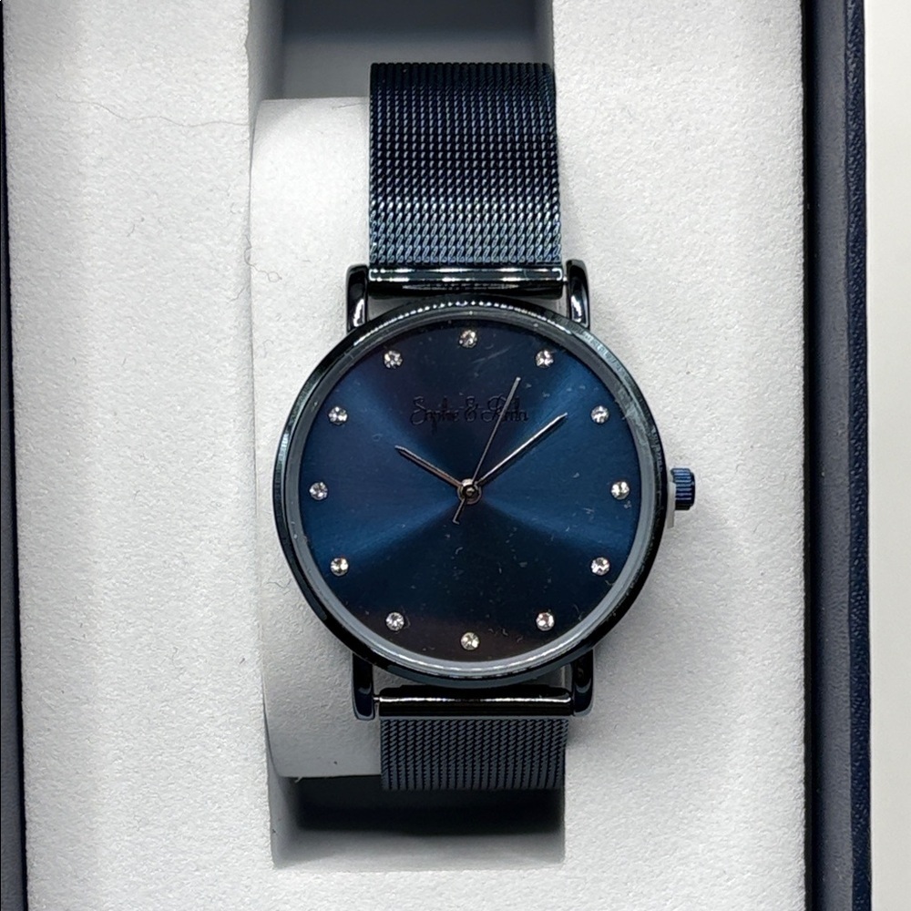 NWOT Sophie & Freda Women's Blue Watch with Swarovski Crystals